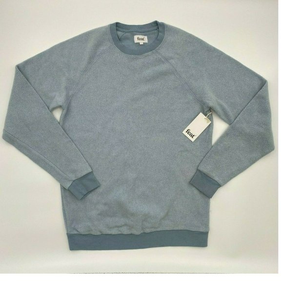 Feat Tops - Feat Clothing Blanket Blend Crew Pullover Sweatshirt Denim Blue sz S NWT Unisex